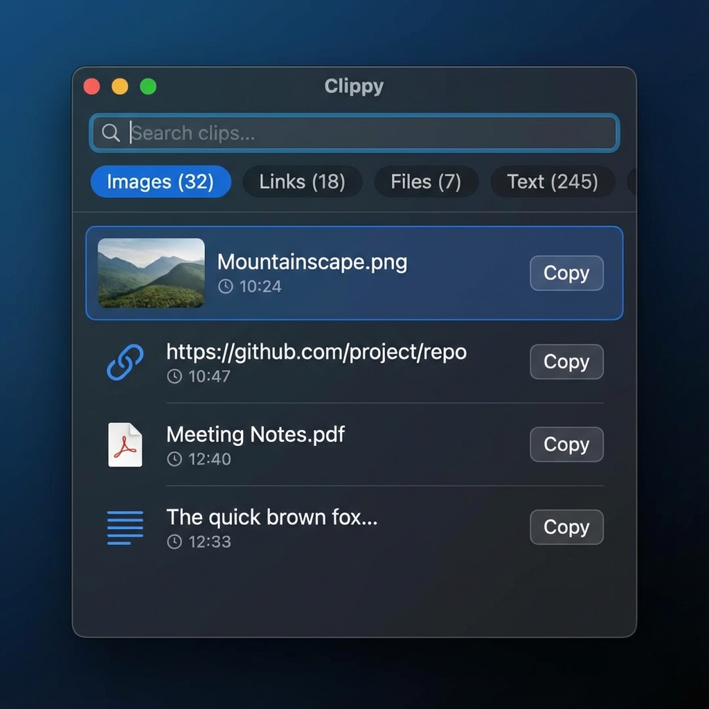 Clips Filtering Interface